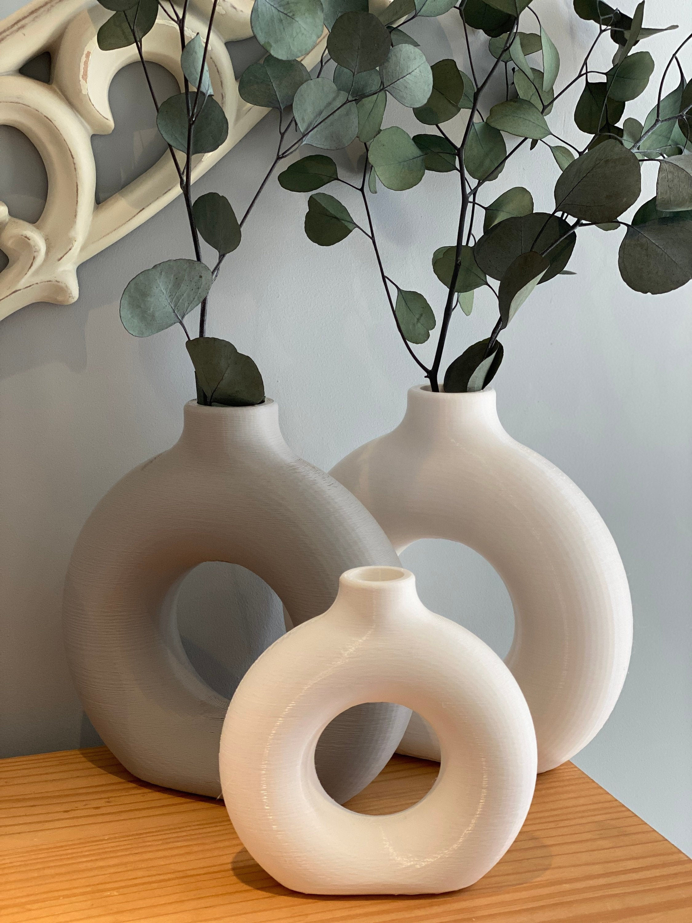 Large Donut Vase Nordic Flat Vase Minimalist Dried Etsy