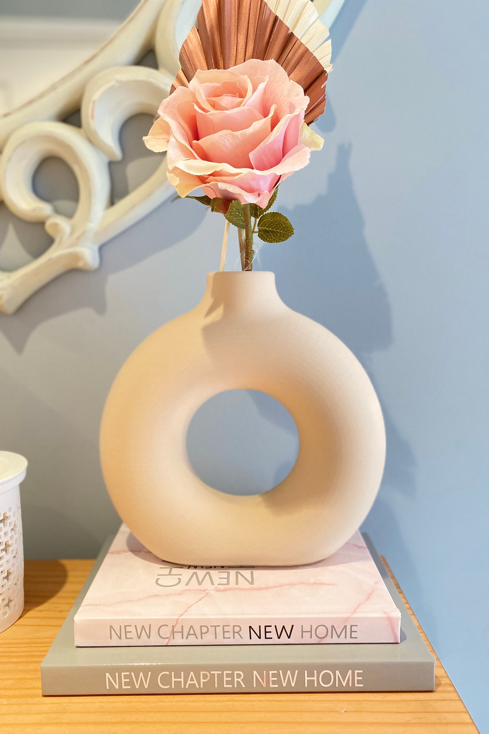 Large Donut Vase Nordic Flat Vase Minimalist Dried Etsy