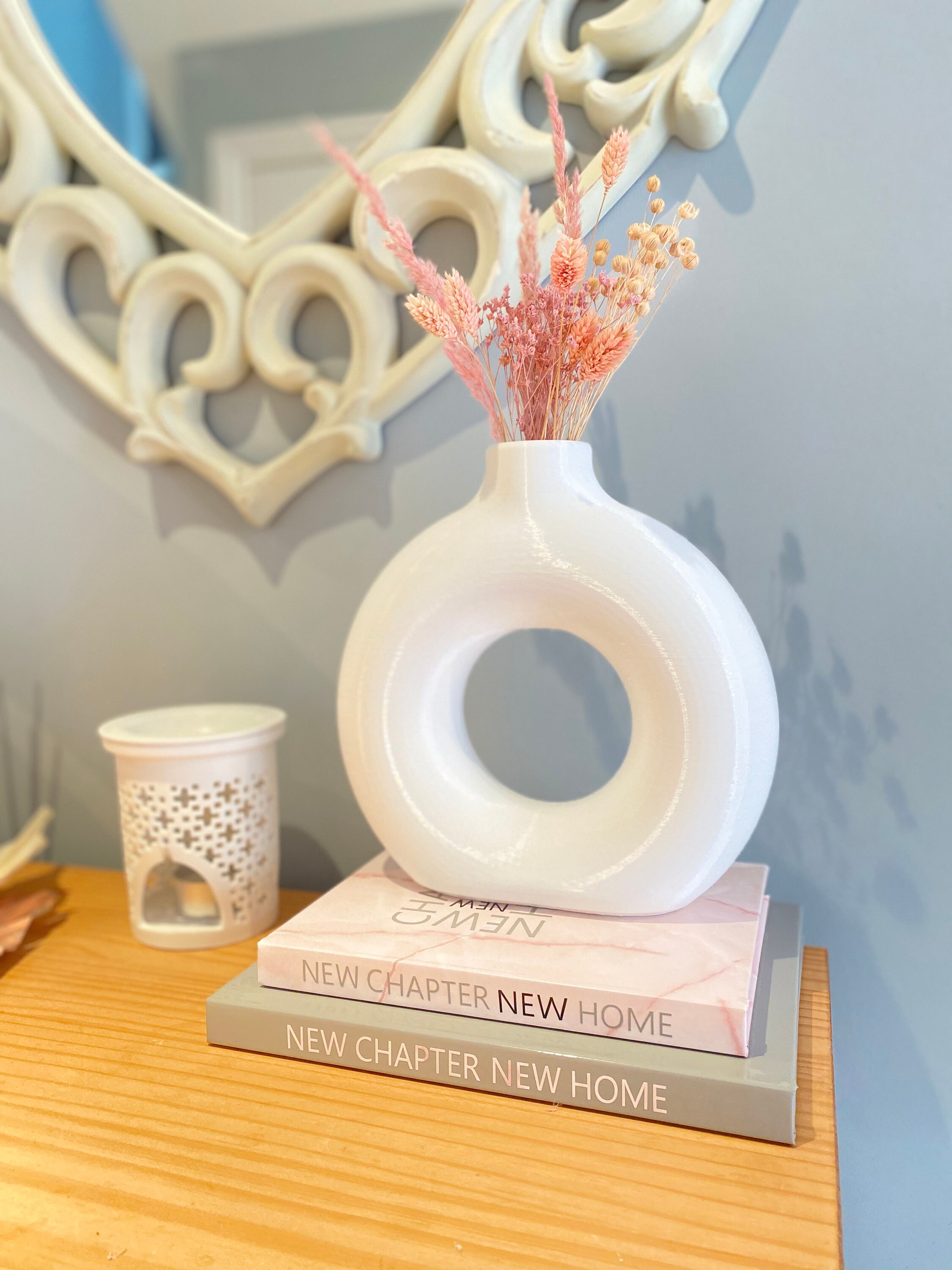 Large Donut Vase Nordic Flat Vase Minimalist Dried Etsy