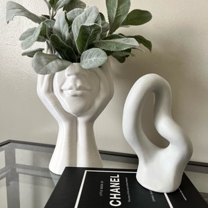 Face Vase | Hand Vase | Home Decor | Gift for Her | Planter | White Vase | Pampas | Dried Flowers