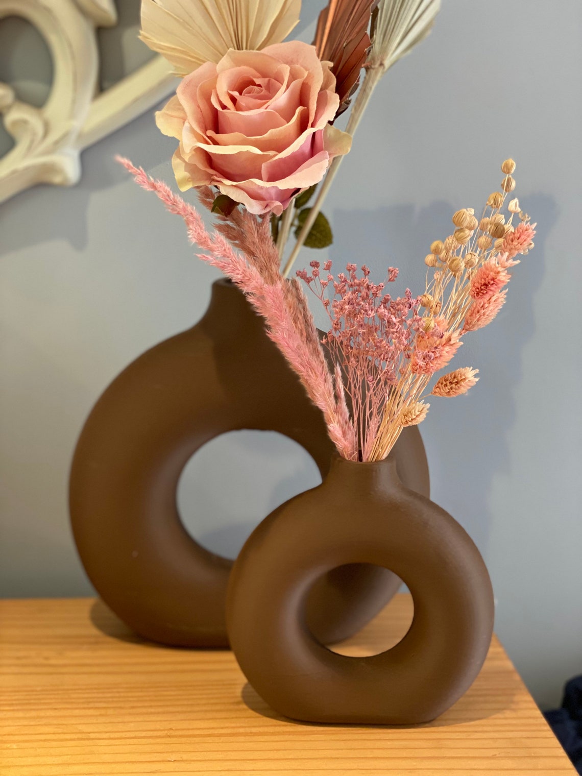 Donut Vase Nordic Flat Vase Minimalist Dried Flowers Etsy