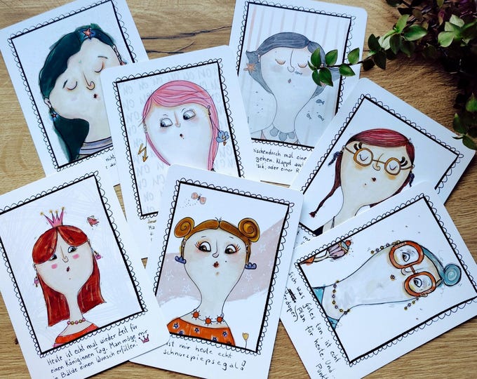 Gift for women | Encouragement affirmation cards DIN A6 | Little Lady Power | Encouragement cards | Gift under 15 euros