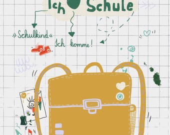 Greeting card for first-graders | Back to school | First-graders | Back to school | Postcard | First day of school | Colorful greeting card | New beginning | School enrollment