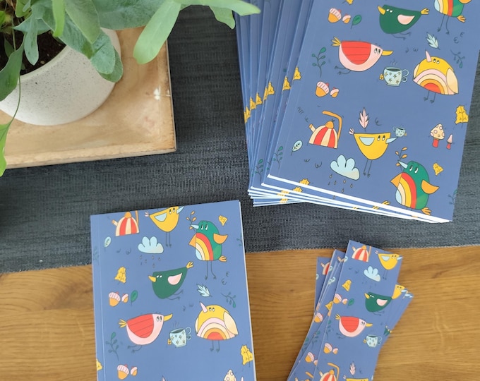Bird Pattern Notebook A5 | Softcover Notebook | Journal or Diary for your important thoughts | Writing a Diary | Autumn Birds