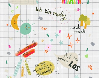 Greeting card for first-graders | Back to school | First-graders | Back to school | Postcard | First day of school | Colorful greeting card | New beginning | School enrollment