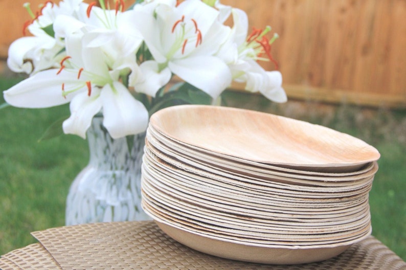Palm Leaf Plates and Bowls Disposable Round Eco Friendly Etsy UK