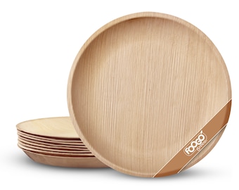 Palm Leaf Plates and Bowls Disposable | Round | Eco Friendly Biodegradable | Picnic, Wedding Party Dinnerware| Like Wooden Plates| Rustic