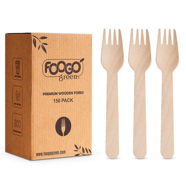 Disposable Wooden Cutlery Set, Forks, 16cm, Biodegradable Compostable, Eco Friendly Spoons Cutlery Set, Ideal for Wedding Picnic Birthday