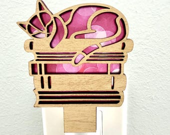 Cats and Books Night Light Plug In, Birthday for Cat Lover, Cat Lover Gift for Girls, Cat Home Decor, Cat Lady Gift, Cat Nightlights for