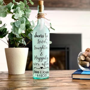 Lighted Wine Bottle, 50th Wedding Anniversary Gift for Parents, 25th Anniversary Gift for Couple, Anniversary Keepsake, Wedding Table Decor