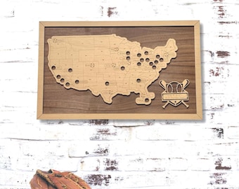 MLB Travel Tracker, Fathers Day Gift for Father In Law, Birthday Gift for Step Dad, 5th Anniversary Gift for Husband, Baseball Home Decor