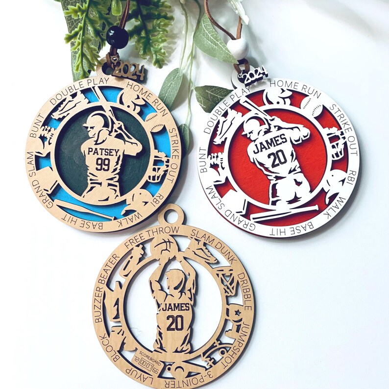 Custom Baseball Christmas Ornament, Personalized Stocking Stuffer for