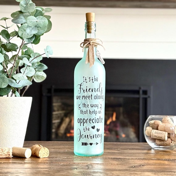Lighted Wine Bottle, Home Bar Decor, 50th Birthday Gift for Best Friends, Friendship Gift for Birthday Female, Ride or Die Friend Gift for W