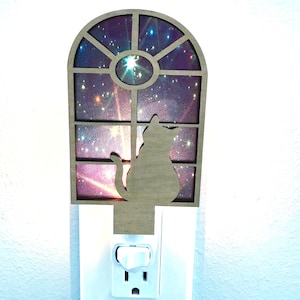 Galaxy Cat Night Light, Plug in Nightlight Cats, Birthday Gift for Cat Lover, Cat Lover Gift for Girls, Cat Home Decor, Cat Lady Gifts