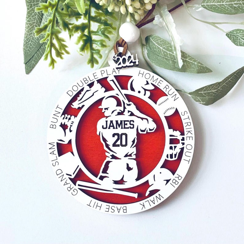 Custom Baseball Christmas Ornament, Personalized Stocking Stuffer for
