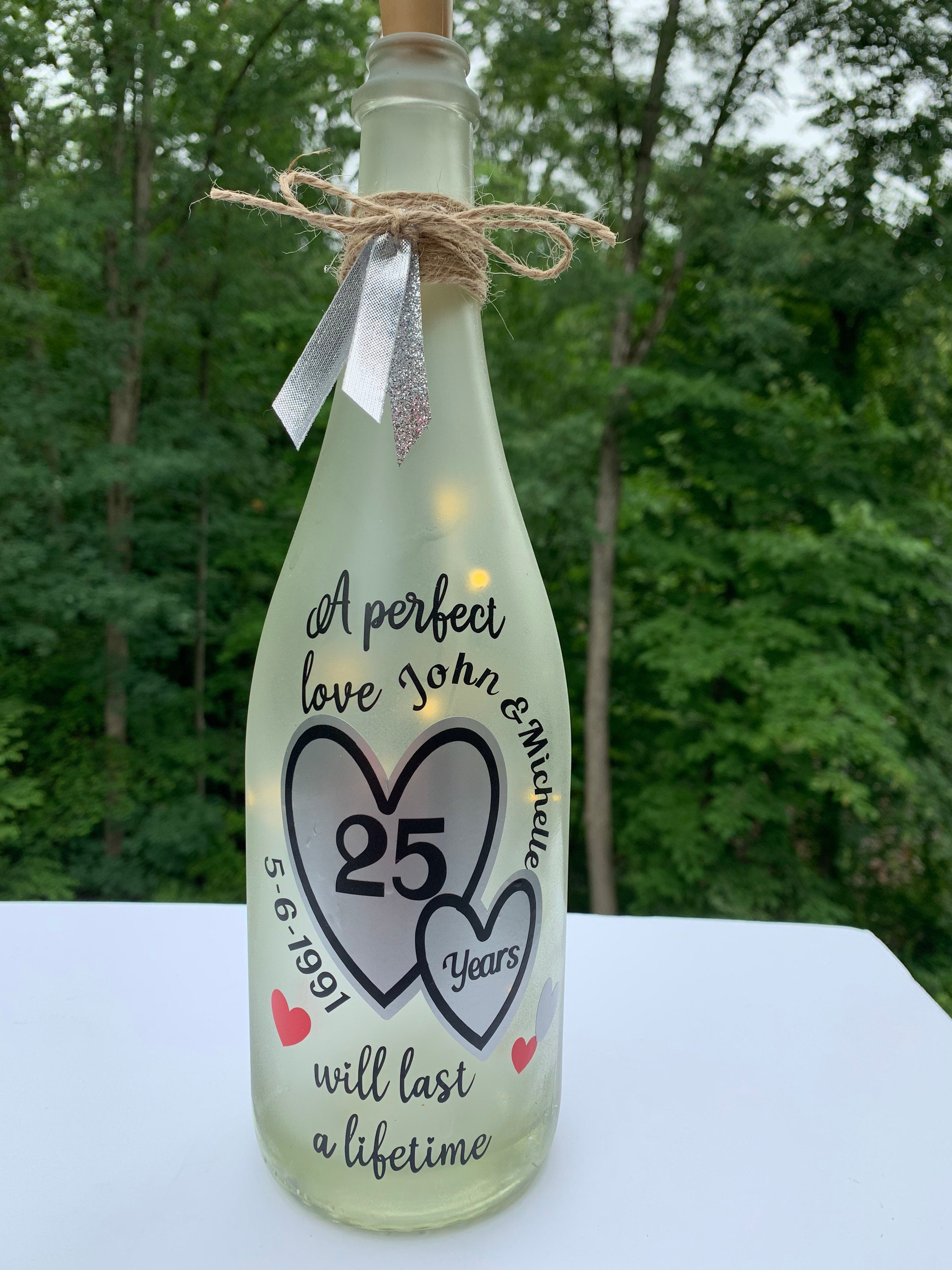 Anniversary gifts lighted wine bottle 40th anniversary 25th Etsy