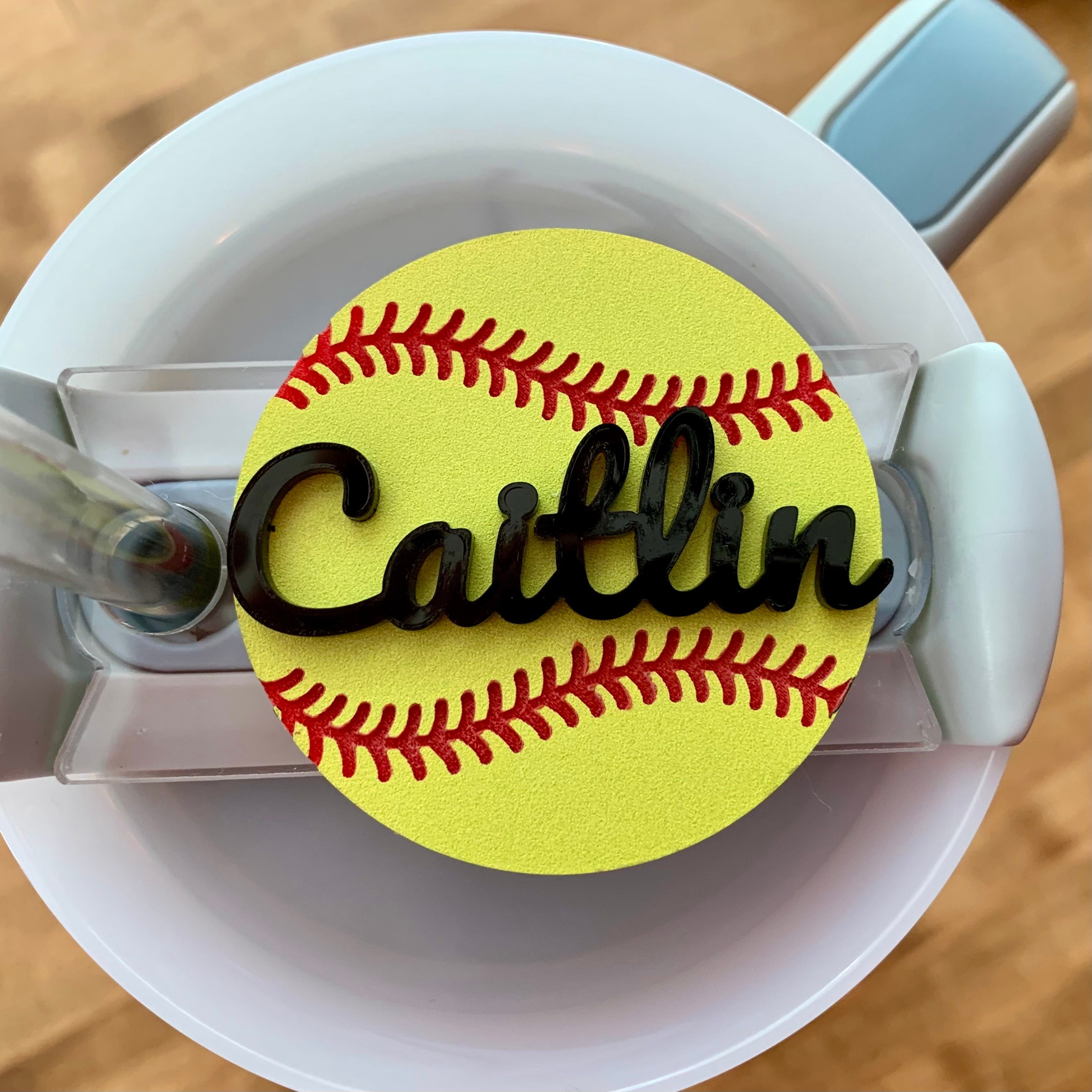 Personalized Softball Stanley Topper, Softball Player Gift from Coach, Birthday Gift for Softball Player, Tumbler Accessories, Custom Name T