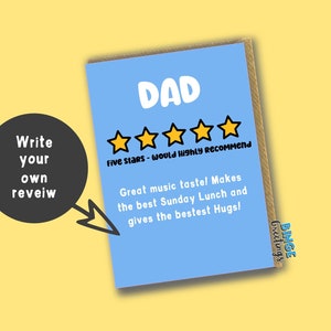 Donnez votre avis sur votre père - Carte de fête des pères amusante - Carte de révision amusante - Carte de papa - Carte de fête des pères personnalisée - Carte de papa hilarante - Carte de père