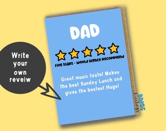 Review your Dad - Funny Father's day card - Funny Review card - Dad Card - Personalised father's day card - Hilarious Dad Card - Father Card