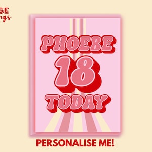 Carte 18e anniversaire rétro pour elle - Carte 18e anniversaire personnalisée