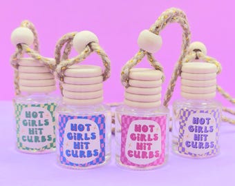 Hot Girls Hit curbs Car diffuser - Pink Girly Car accessories - Cute car air freshener - Cute car accessories - Wooden car hanging - pink