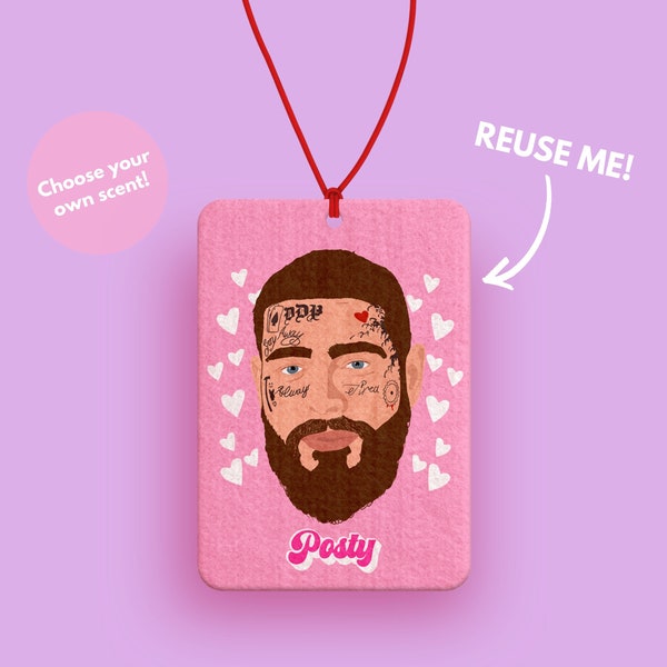 Posty Post malone car air freshener - Post Malone Gift - Funny Car accessories - Pink Car GIfts - Cute car gifts for her - Car decor - Pink