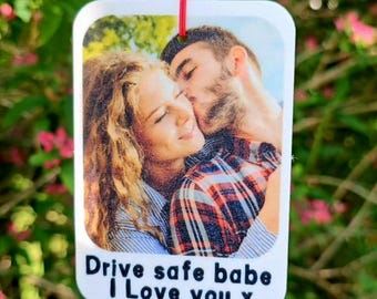 Personalised Photo Car Air Freshener, Double Sided with Text, Custom Scented car Freshener, Personalised car accessories for Him Her