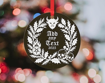 Personalised Gothic Christmas bauble for black tree - Black and White custom Christmas tree decoration - Black Tree decor - Witchy occult