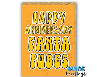 Happy Anniversary FANTA PUBES - Anniversary card for gingers - Funny card for Ginger boyfriend - Rude Anniversary card for Red heads