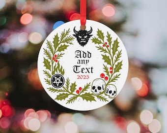 Personalised Gothic Christmas Bauble, Creepmas Bauble, Halloween Bauble, Name ornament, Black Christmas Tree Decor, Witchy Pagan Christmas