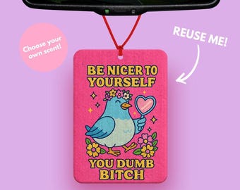Be kinder to yourself, pink pigeon car air freshener, Cute car accessories, Funny Car charms, Girly car air freshener, Cute Pigeon gift