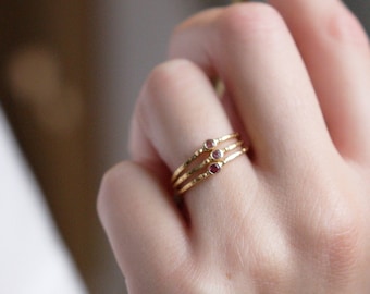 Set of Three Pink Tourmaline Stacking Rings