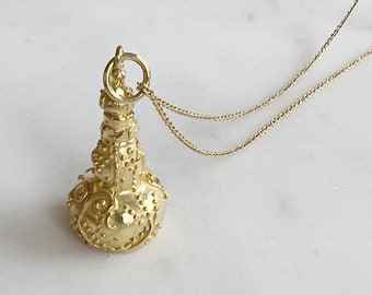 Runa Perfume Bottle Necklace, Aromatherapy Pendant, essential oil locket is 18k vermeil gold plated sterling silver