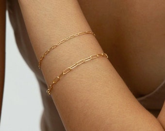 Paperclip Bracelet Gold Vermeil- two chain sizes