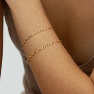 Paperclip Bracelet Gold Vermeil- two chain sizes