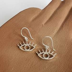 Evil Eye Lash Earrings in Sterling Silver