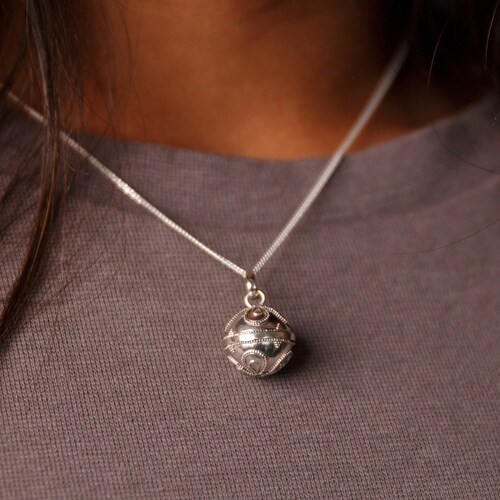 Sterling Silver Petal Harmony Ball Necklace: Pregnancy Gift - Etsy