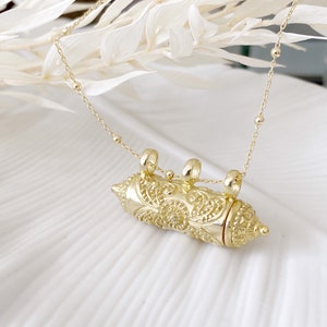 18k Gold Plated Sterling SilverMaya Locket Prayer Necklace - available on choice of satellite chain with personal message or affirmation in