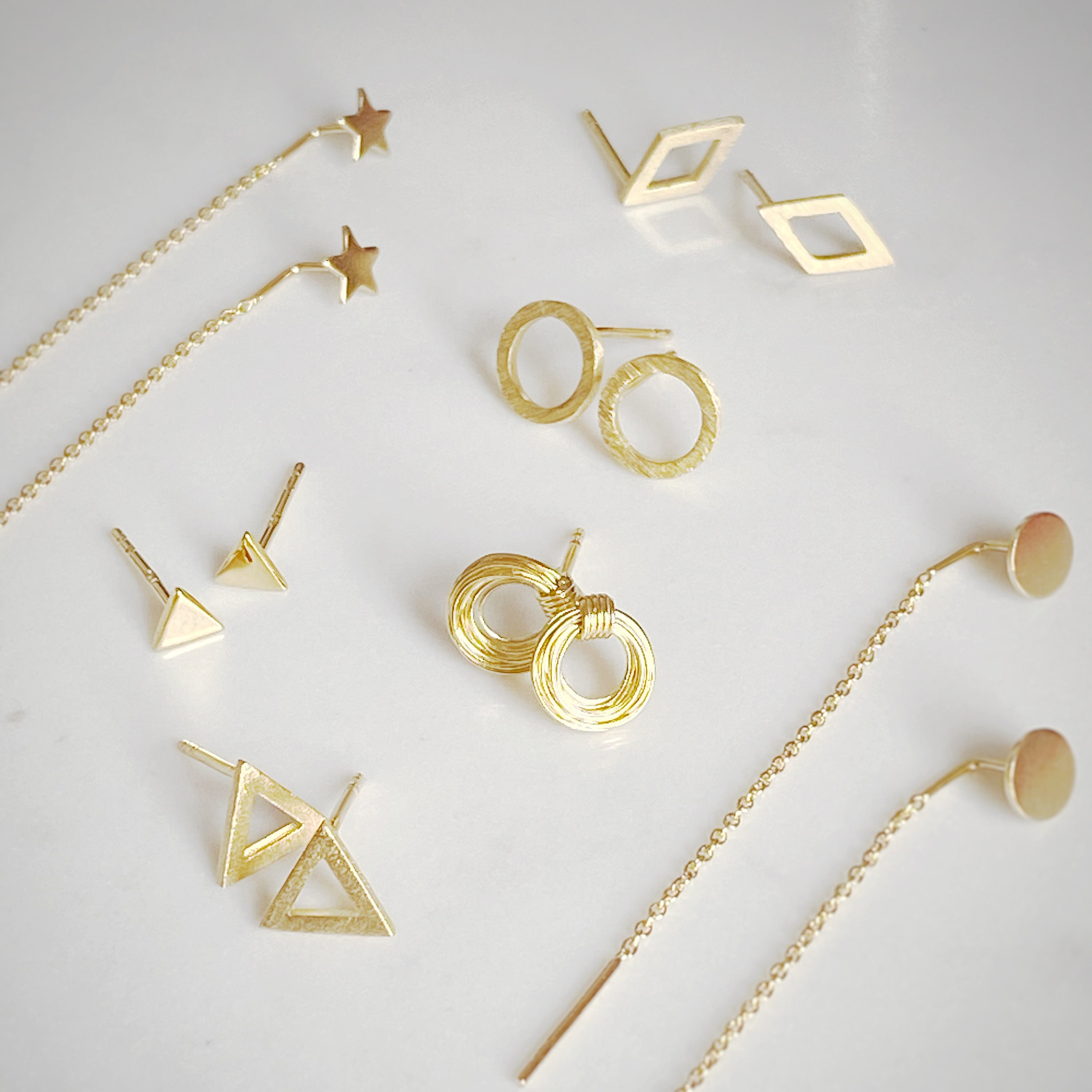 18Kゴールドメッキスターリングシルバーダイヤモンドスタッドピアス