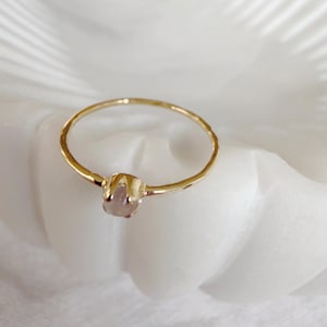 Delicate Rose Quartz Stacking Ring in 18k Gold Plated Sterling Silver