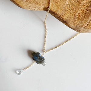 Dancing in the Rain Labradorite and Blue Topaz Cloud and Raindrop Necklace