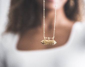 18k gouden Vermeil Taaliyah wens medaillon gebed ketting hanger naar keuze van satellietketting met persoonlijke boodschap of bevestiging erin