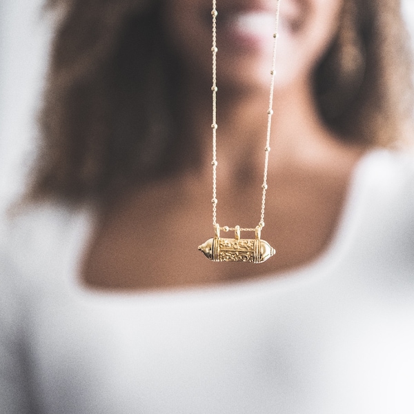 18k Gold Plated Sterling Silver Taaliyah wishing locket prayer necklace pendant on choice of satellite chain with personal message or affirm