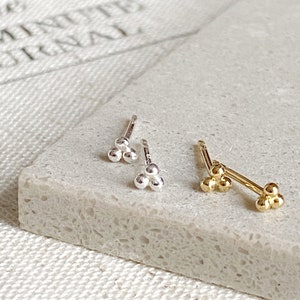 Tiny Dot Trinity Stud Earrings in Sterling Silver or 18k Gold Plated Sterling Silver