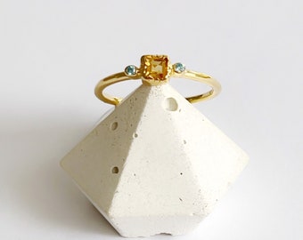 Arya Citrine and Blue Topaz 18k Gold Vermeil Ring