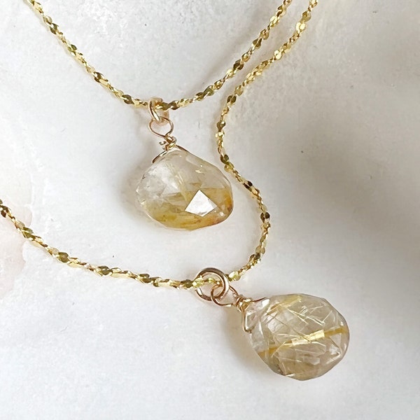 Rutilated Quart on 18k Gold Vermeil Chain