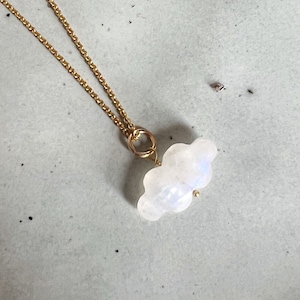 Rainbow Moonstone Cloud Necklace on  Gold Plated Sterling Silver Chain