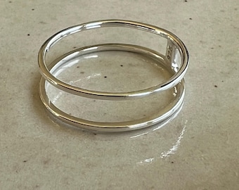 Parallel Double Band Sterling Silver Ring