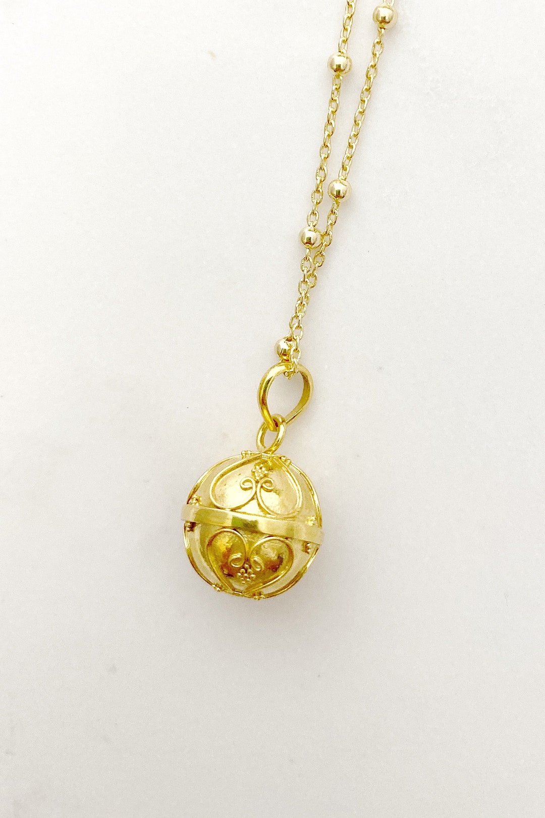 Angel Caller 18k Gold Vermeil Mini Harmony Chiming Ball Angel Caller on a 16/18 Inch ...