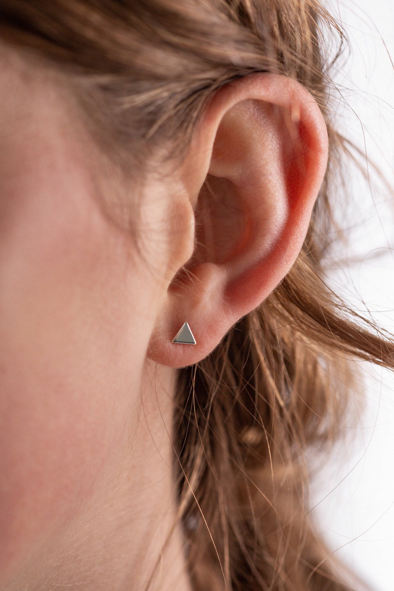 Tiny Triangle Stud Earrings in Sterling Silver - Etsy Tiny Triangle Stud Earrings in Sterling Silver - Etsy